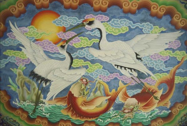 Taiwan, Peimen, Nankunshen Temple, Ceiling mural